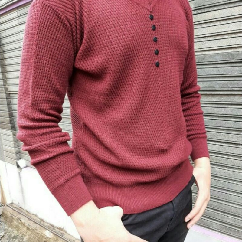 Sweater Rajut Coodrony Sweater Pria V Neck men casual Pullover Autumn Slim Termurah-7