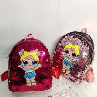  TAS  LOL  RANSEL SEQUIN TAS  GLITTER  BANDANA KUNING LED NYALA 