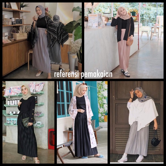 BD 357 - ROK PLISKET KECIL SEPAN CANTIK LURUS SLIM PANJANG FLARE SKIRT MAXI MUSLIM ABG POLOS MURAH