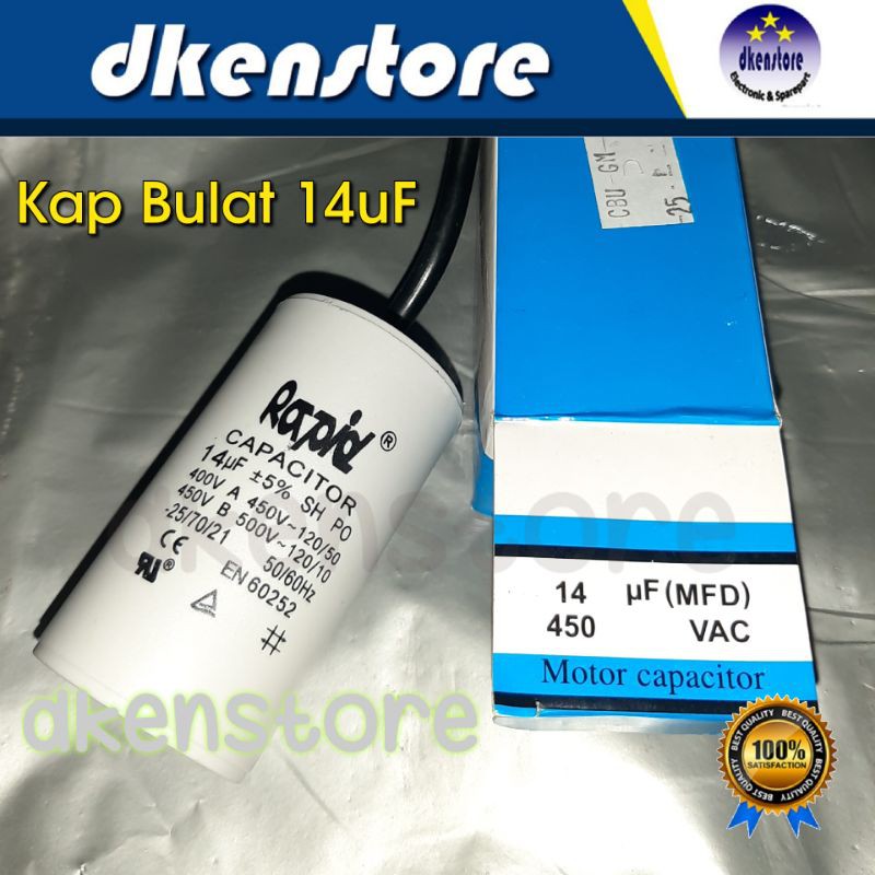 Kapasitor bulat 14uF Capasitor 14 uF Rapid pompa mesin cuci