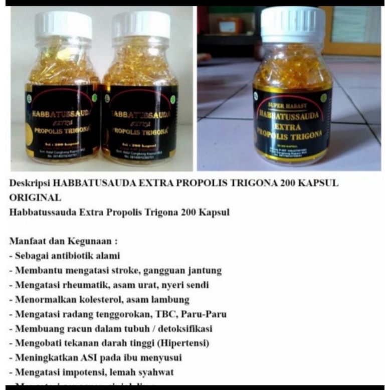 Habbatussauda 4 in 1 extra Propolis Trigona  200 Kapsul