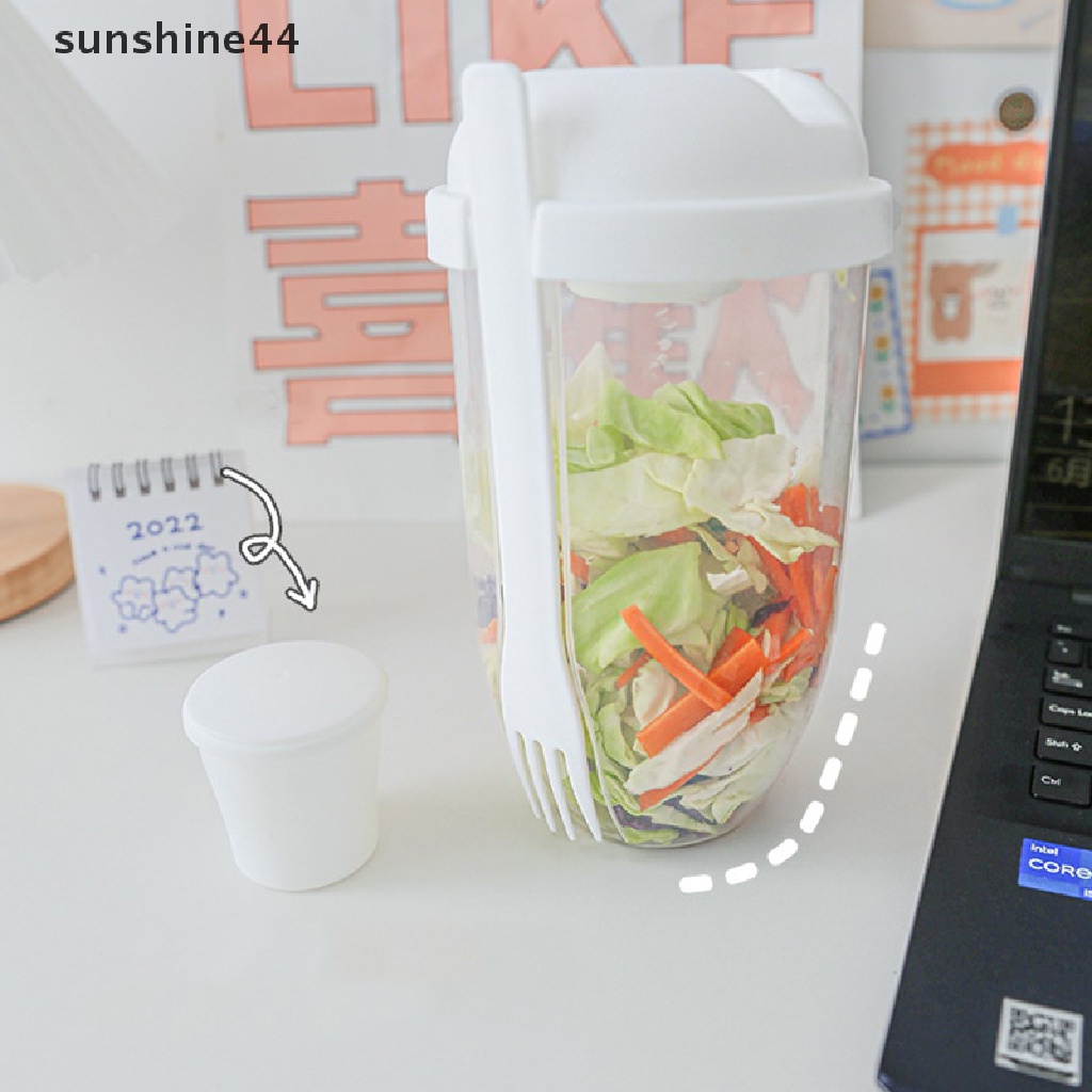 Sunshine Set Container / Gelas Sereal / Oatmeal / Yogurt / Salad Dengan Sendok + Garpu Untuk Sarapan