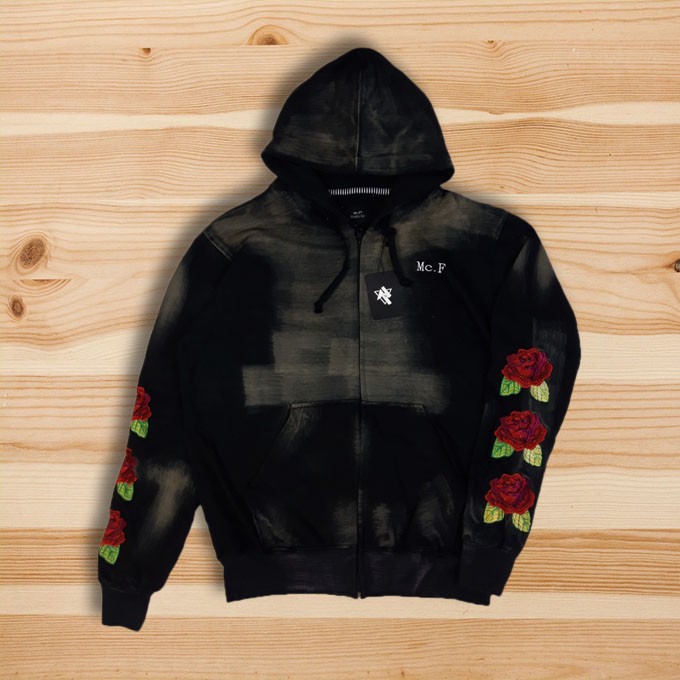 black rose checkered hoodie