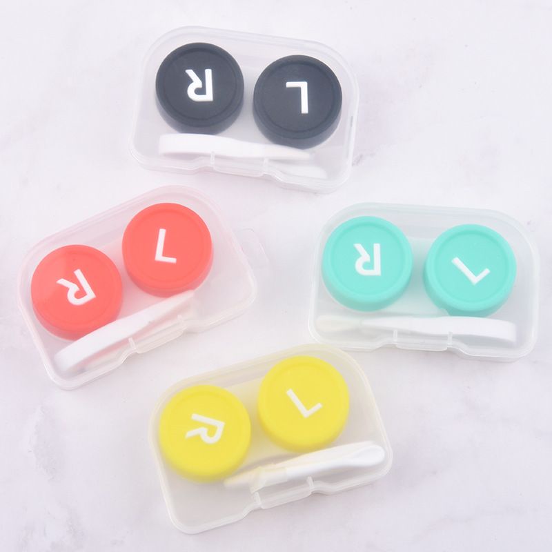 Tempat softlens mini transparan warna warni tulisan putih