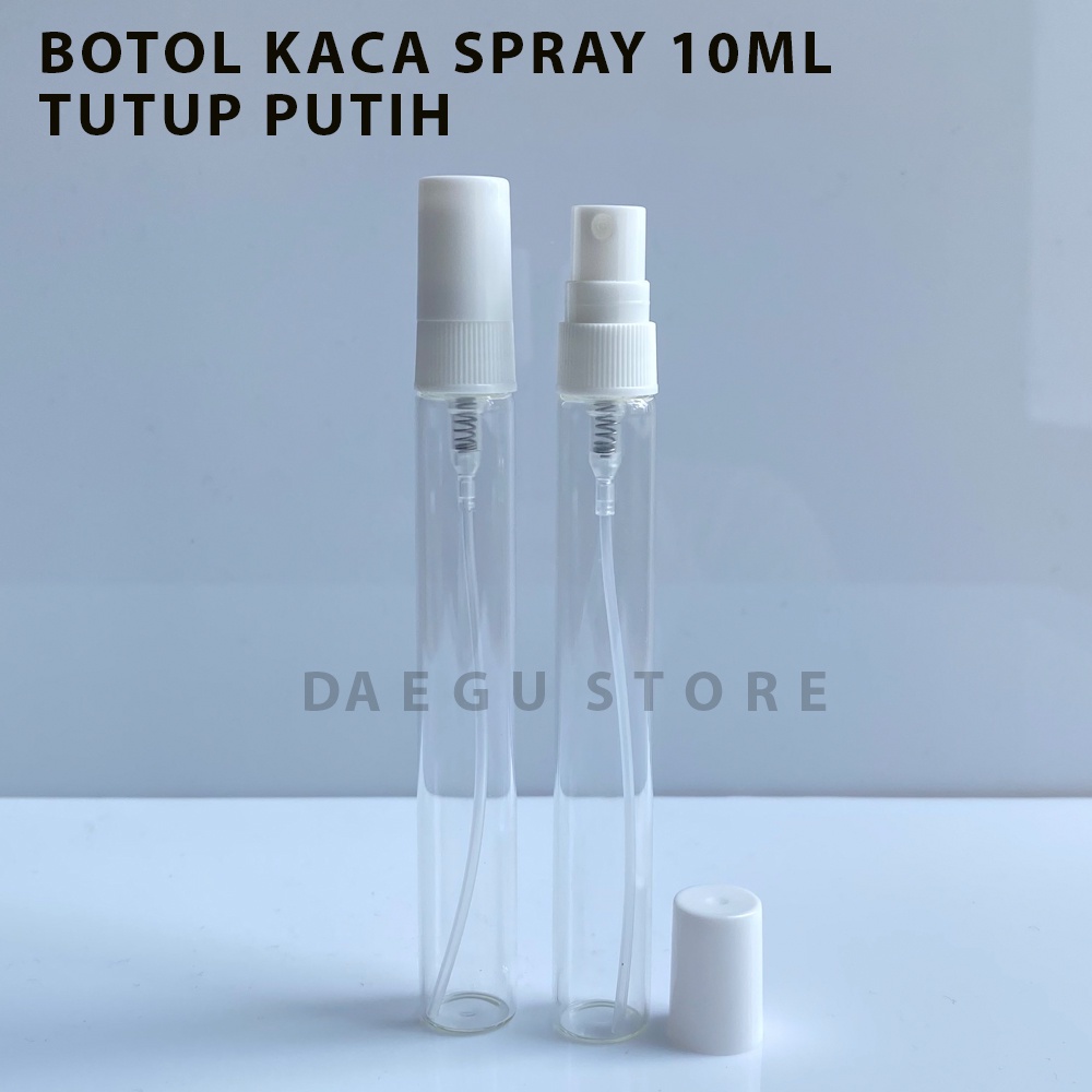 Botol Spray Kaca 10ml Parfum Refill Vial Travel Size Tutup Putih