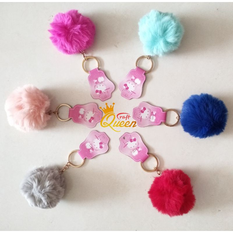 Gantungan tas/kunci POMPOM ring ROSE GOLD