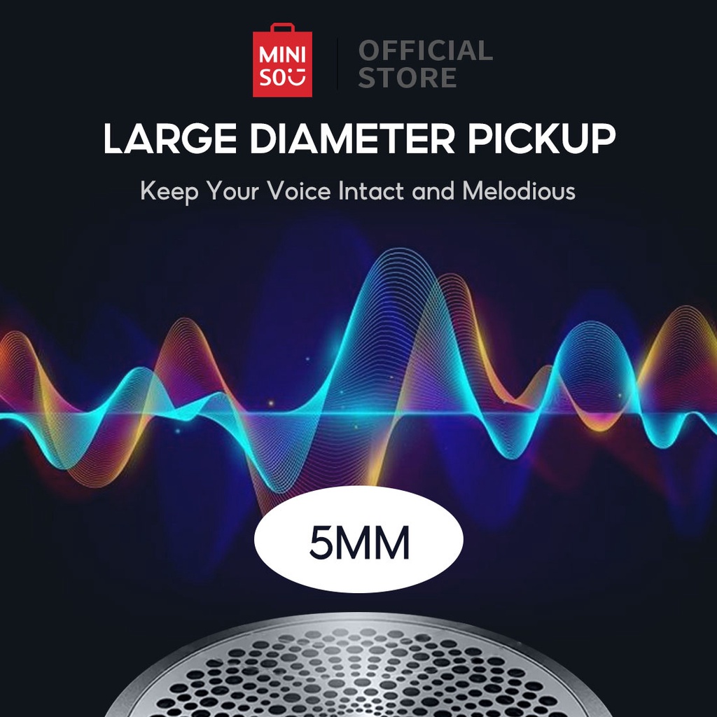 MINISO Mikrofon Mini Kabel Mikrofon Portabel dengan Stand Siaran langsung KTV Livesteam Karaoke Nyanyian-2