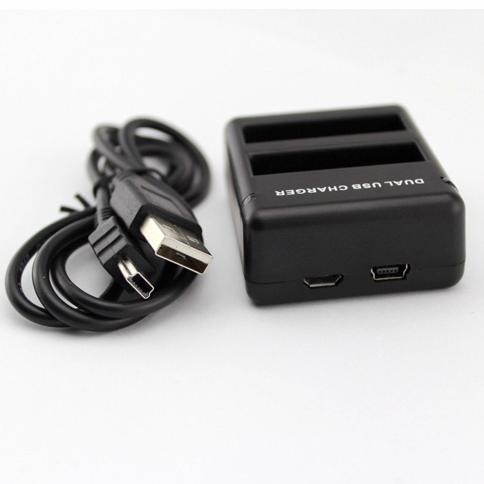 Charger Baterai 2 Slot untuk GoPro Hero 4 - AHDBT-401 - Black