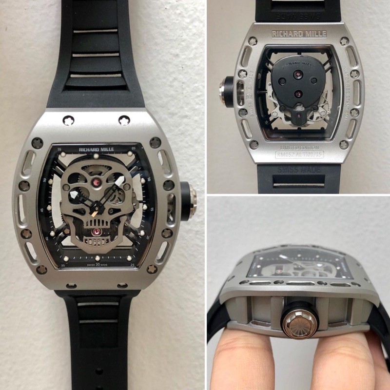 jam tangan unisex branded mewah rm 52-01 skull 42.70mm x 50mm x 15.95mm premium 1:1 | yq1377gh