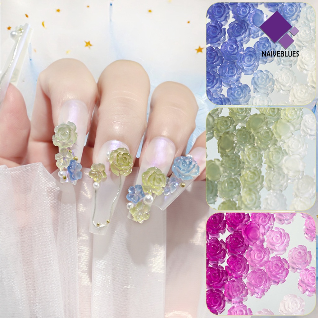 Naiveblue &gt; Ornamen Bunga Camellia 3D Bahan Resin Untuk Dekorasi Nail Art