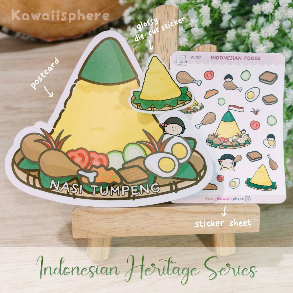 

Nasi Tumpeng | Postcard Gotochi / Sticker | Kawaiisphere Indonesian Heritage Series | Kartu Pos