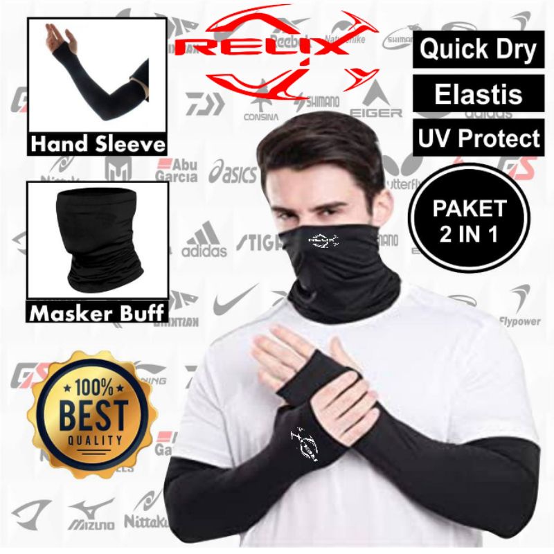 ⭐⭐⭐⭐⭐set hand sleeve mancing arm sleeve sepeda plus buff masker mancing anti uv