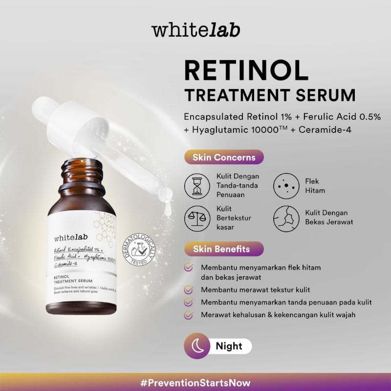 Whitelab Retinol Treatment Serum - Serum Anti Aging Kaya Antioksidan Samarkan Garis Halus Dan Flek Hitam