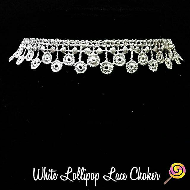 White Lollipop Lace Choker Plain Necklace | Kalung Handmade