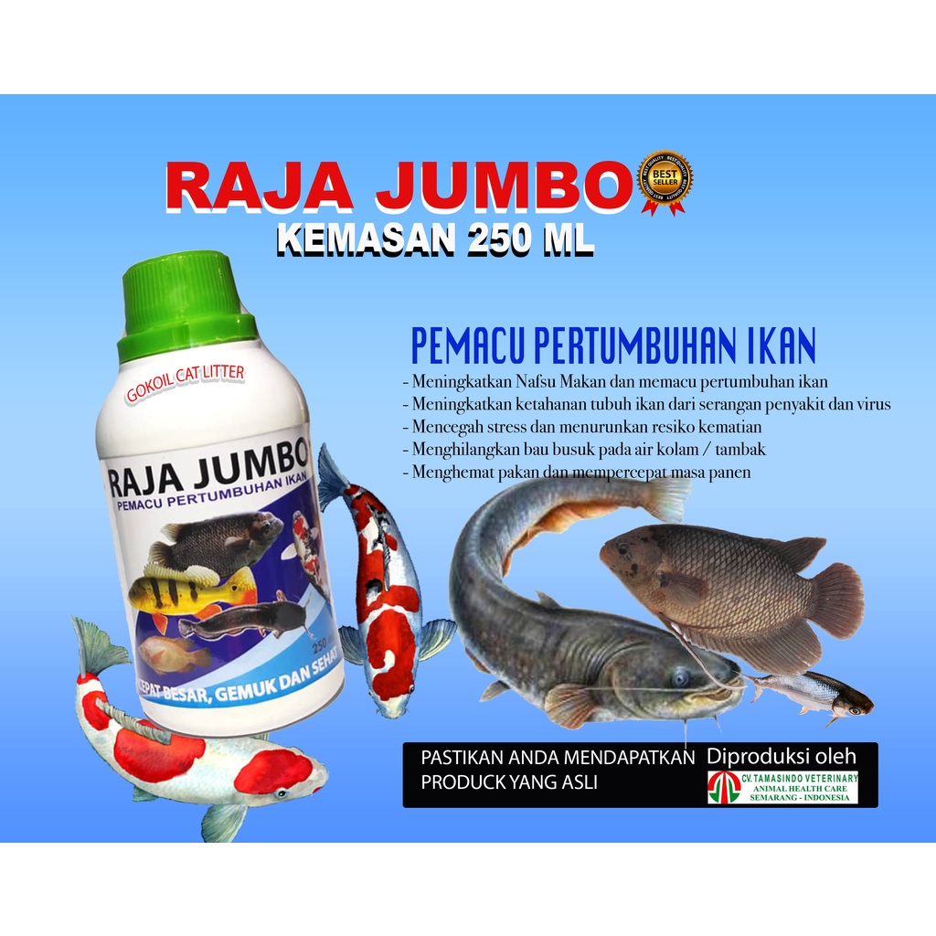 RAJA JUMBO-VITAMIN PENGGEMUK IKAN-OBAT PENGGEMUK IKAN-PENAMBAH NAFSU MAKAN IKAN