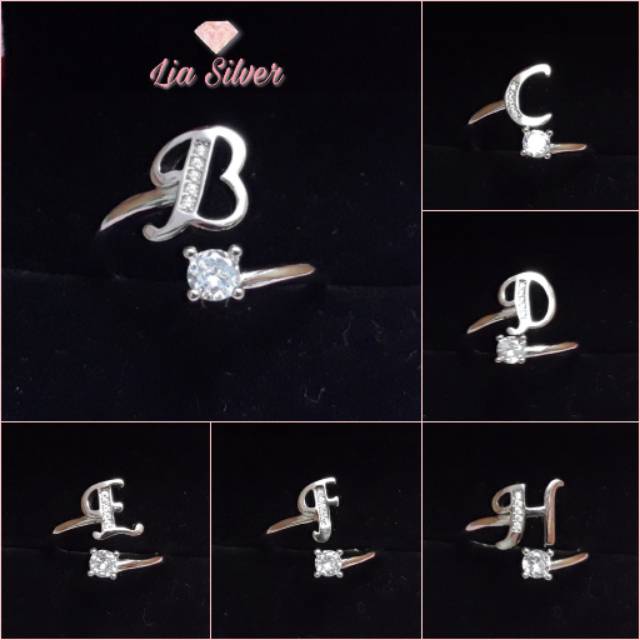 Cincin Abjad 'Resize' SILVER 925 - Perak Lapis Emas Putih