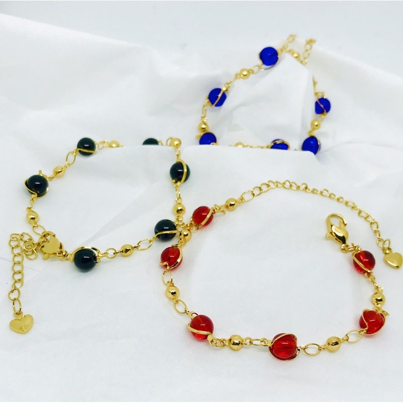 gelang tangan wanita //gelang lapis emas //gelang kombinasi batu warna warni //gelang