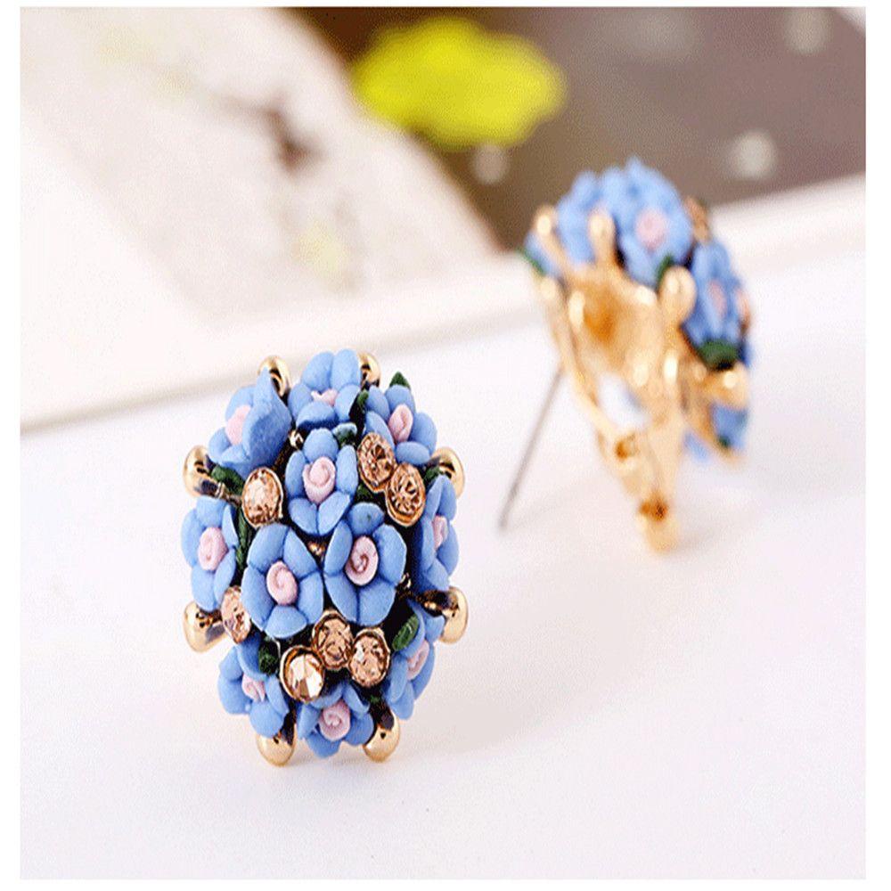 Preva Earrings Fashion Porselen Anting Tusuk Telinga Berlian Imitasi Yang Dipersonalisasi