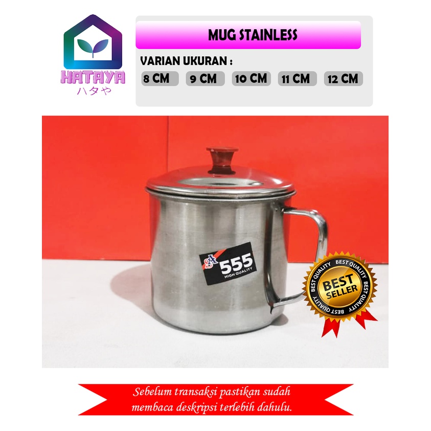 HATAYASHOP- MUG STAINLESS + TUTUP / GELAS STAINLESS / GELAS  TUTUP STAINLESS/ MUG STAINLESS STEEL/