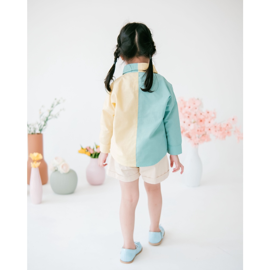 CANDICE SHIRT | Kemeja Anak Unisex | Baju Anak | Baju Atasan Anak | Baju Katun Anak | Kemeja Mix Warna