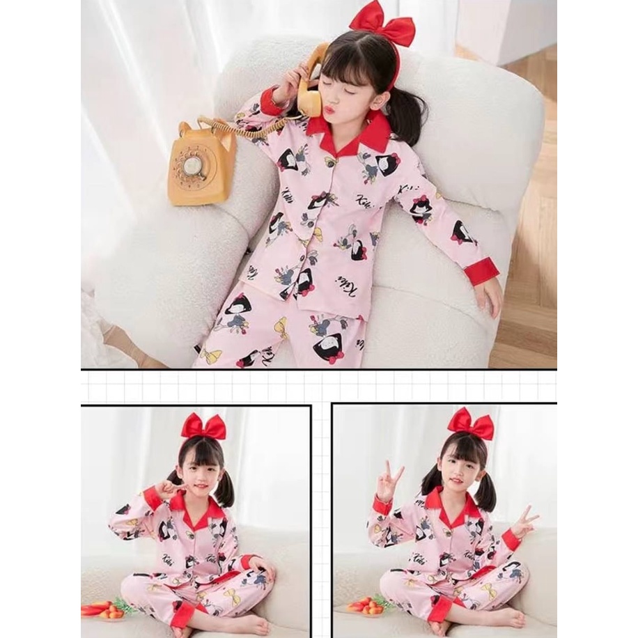 Baju tidur piyama anak  pp bahan kaos spandek import bisa cewek cowok