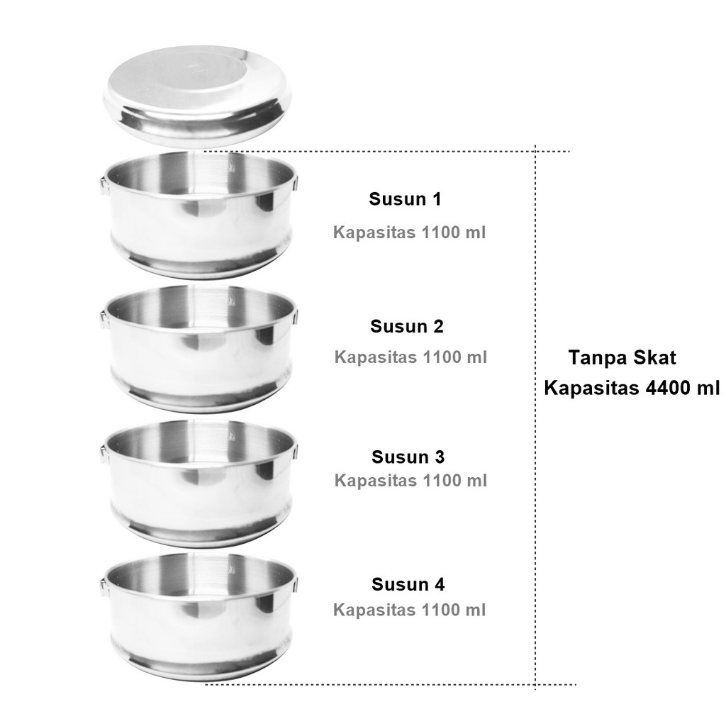 Maspion Rantang 4 Susun 16 cm Stainless