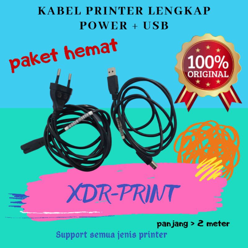 kabel printer HP paket hemat kabel listrik plus USB ke laptop & printer