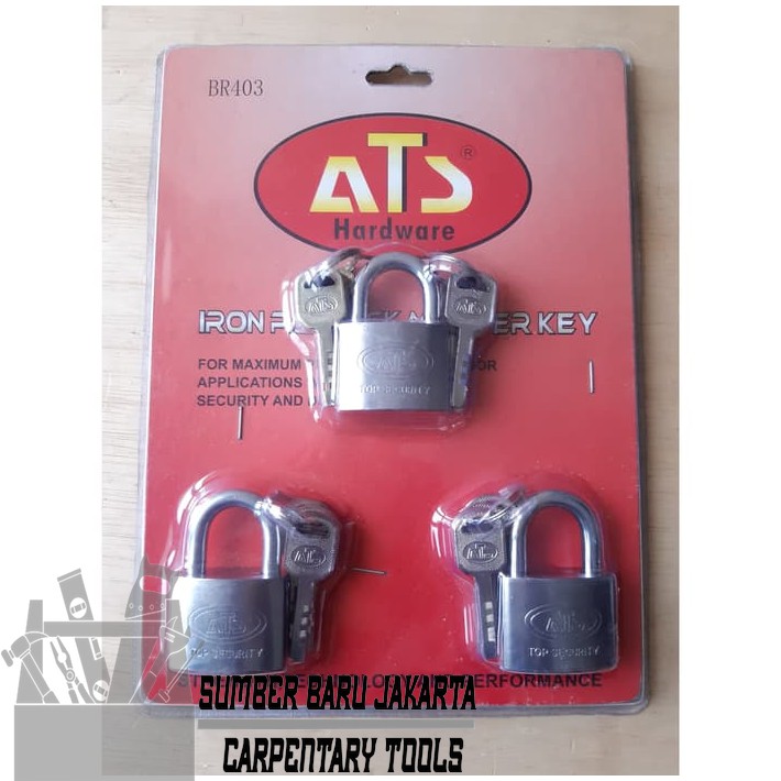 KUNCI gembok ATS 40 MM MASTER KEY 3 gembok 1 kunci RUKO GUDANG RUKO SBJ