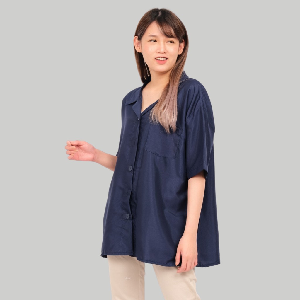 Monellina 90178 Kemeja Wanita Lengan Pendek Polos-6