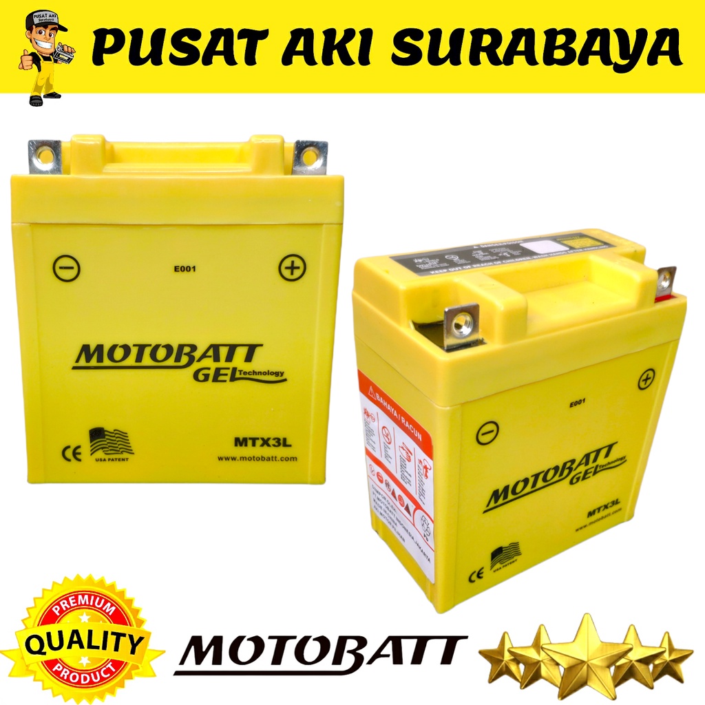 ⭐⭐⭐⭐ ORIGINAL ACCU MOTOBATT MTX3L AKI GEL KERING MOTOR RX KING NINJA 150 BATERAI MF BEBAS PERAWATAN YUASA YB3L GS ASTRA-2