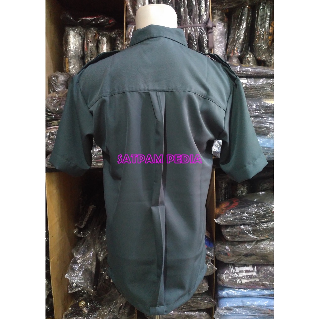 Seragam Safari Pendek Abu Kebiruan - Safari Navy Pendek