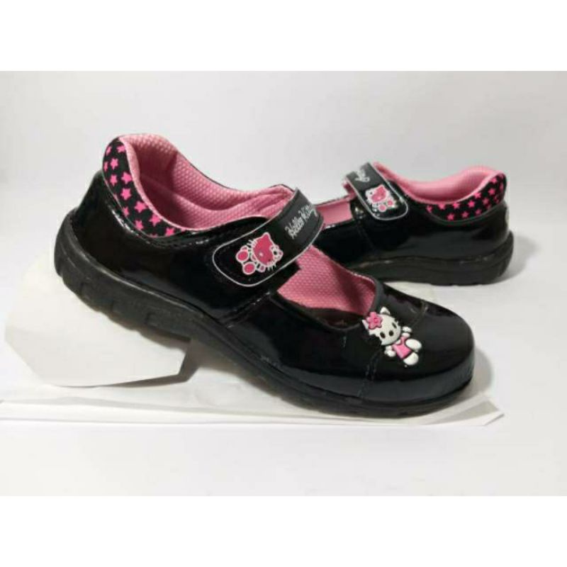 Sepatu Hello Kitty Anak anak Murah Keren Hitam Pink Sekolah cewek Murah size 27 28 29 30 31 32 33 34