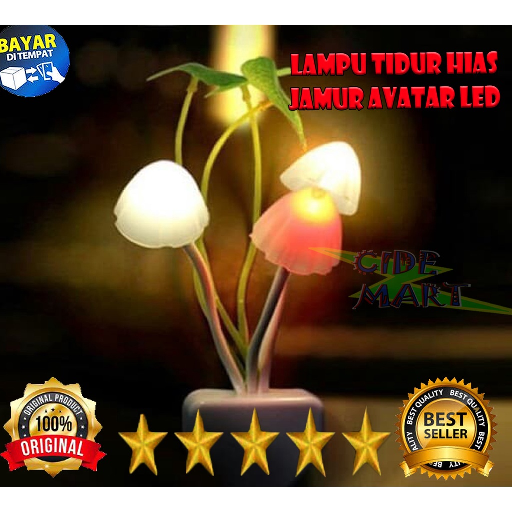 Lampu Tidur Jamur Avatar Mushroom Lamp Sensor LED Night Lamp hias kamar colokan dinding warna unik