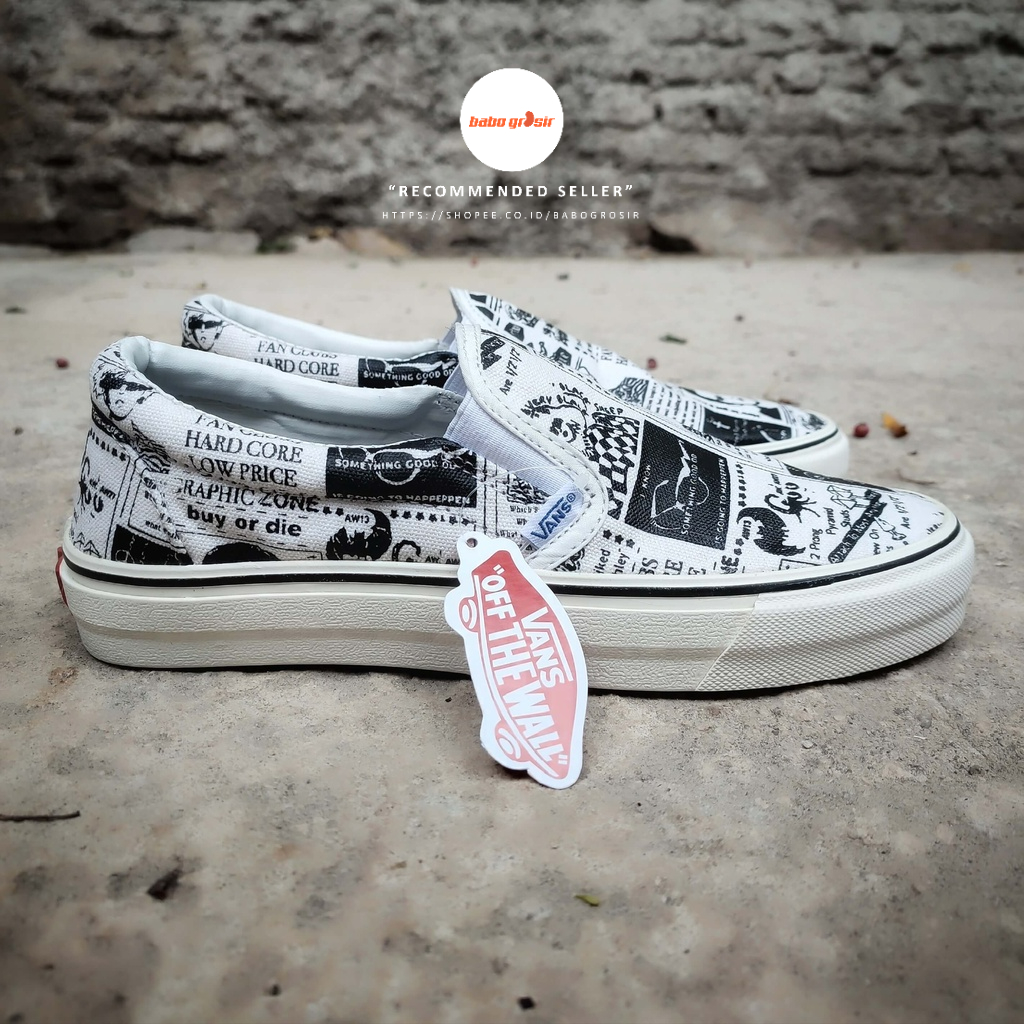 PROMO Sepatu Sneakers Vans Slip On News Media Premium Import Quality, Harga Termurah, Kualitas Terbaik dan Terjamin