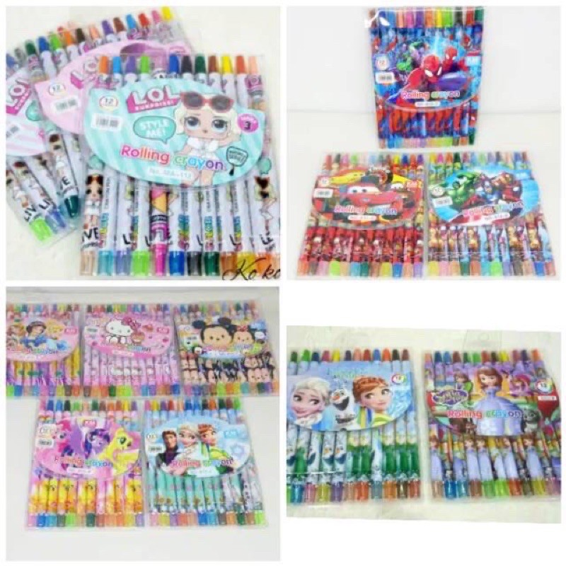 

~COD~ CRAYON PUTAR PANJANG 12 WARNA KARAKTER
