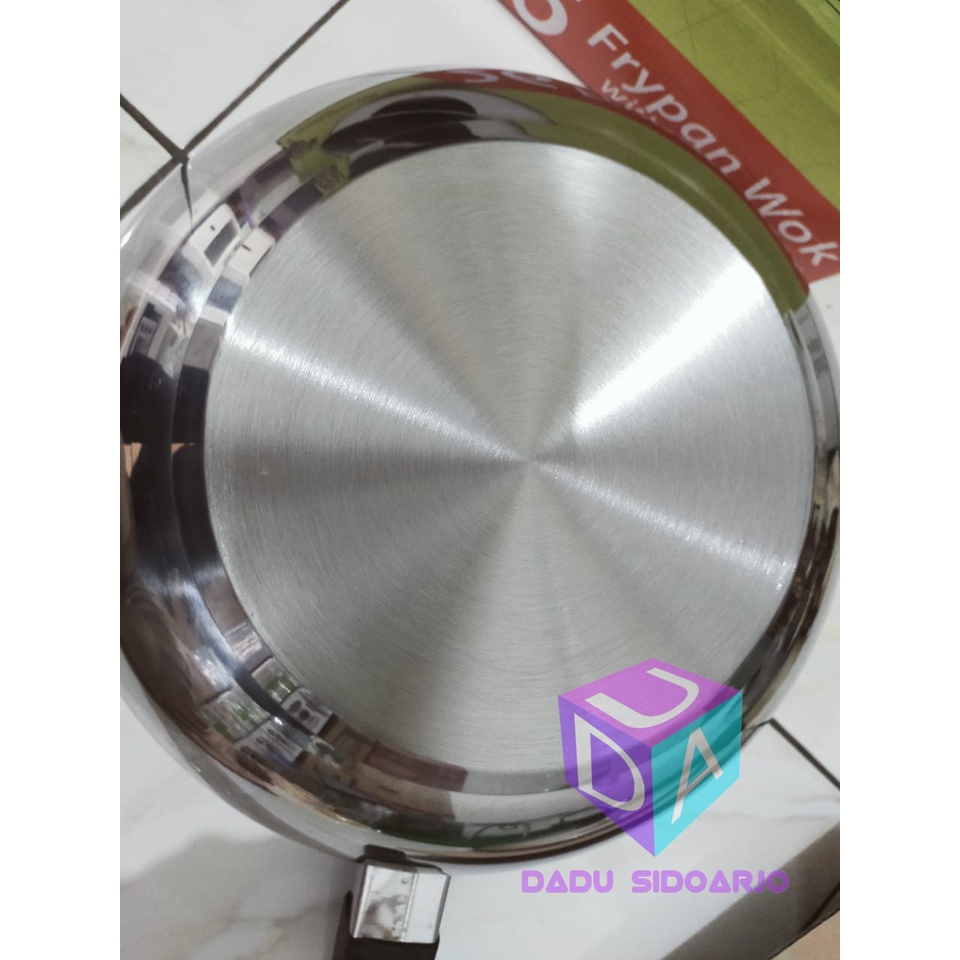 Wajan Penggorengan Stainless Maspion 26cm Frypan Wok with Glass Cover / tutup kaca