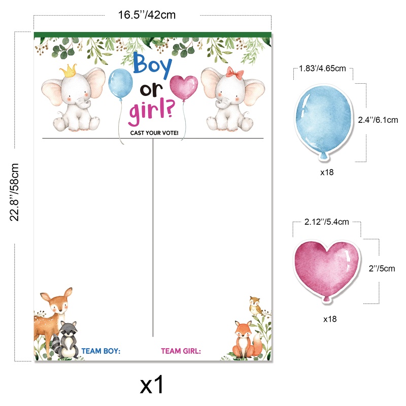Mary Set Stiker Poster Motif Gender Secret Game Untuk Baby Shower / Anak Laki-Laki / Perempuan