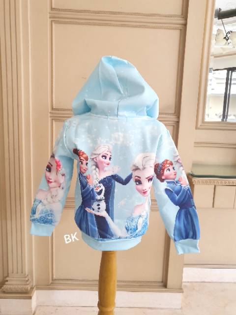 JACKET HODDIE ANAK PEREMPUAN MOTIF FROZEN ELSA ANNA / JAKET ANAK PRINCESS IMPORT