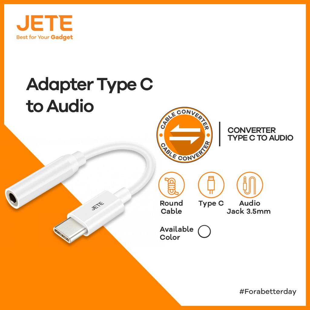 JETE Cable Converter Type C to Audio Jack &amp; Female Adapter