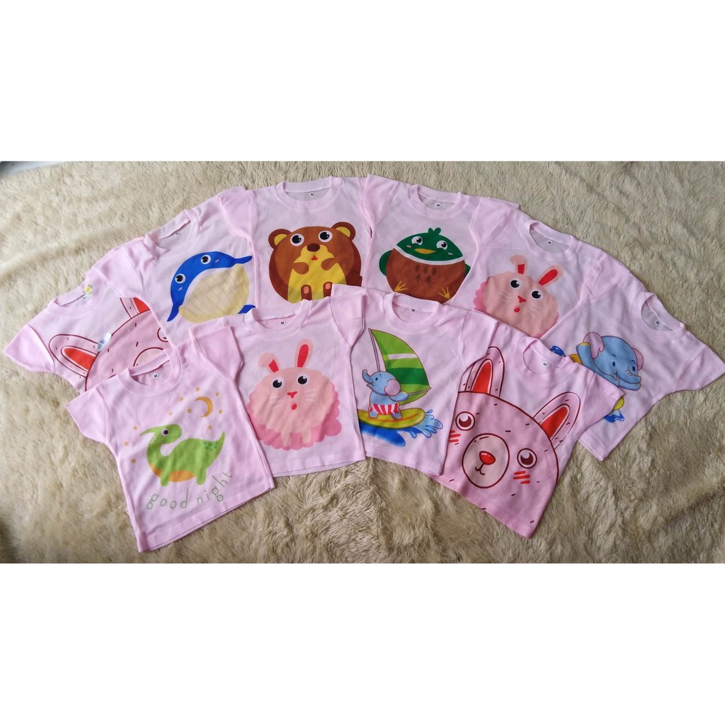 Kaos Oblong Harian Bayi Motif Karakter Khusus Warna PINK