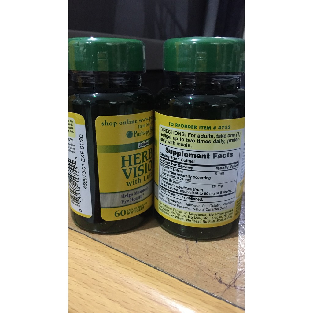 HerbaVision GOLD Lutein Bilberry Zeaxanthin Mata Puritan