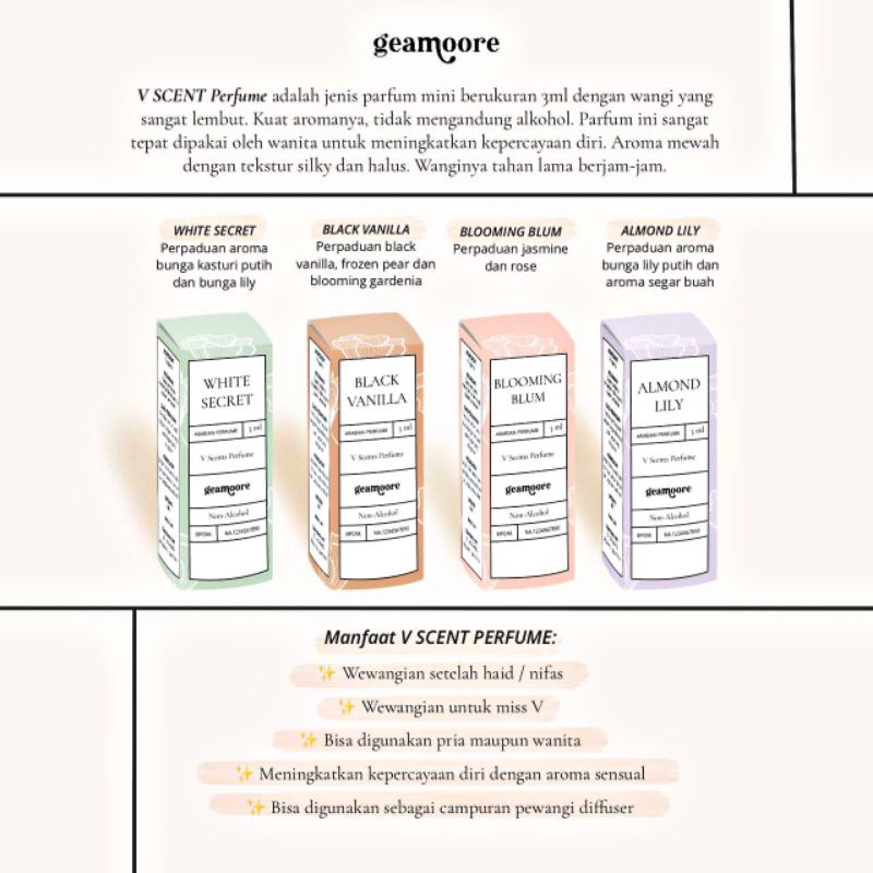 VSCENT PARFUME BY GEAMOORE BPOM 3 ML