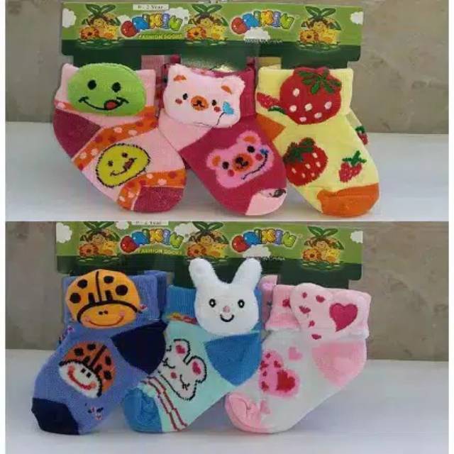 3Pasang Kaos Kaki Boneka isi 3-Kaos Kaki Bonek Samping Isi 3 Pasang