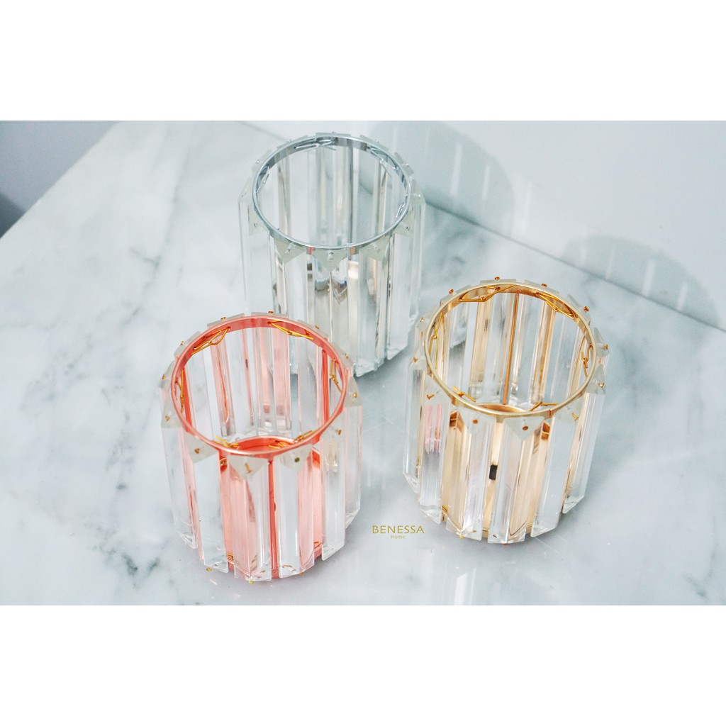 

Luxury Crystal Brush Pen Holder Gold Rosegold Silver | Tempat Pulpen Brush Gold Kristal Mewah Unik