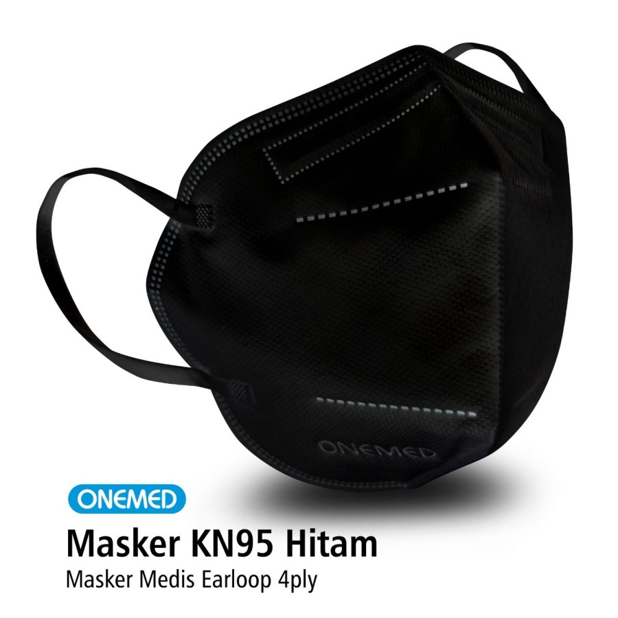 Masker Karet KN95 OneMed 4ply Box isi 20pcs - Hitam OJB