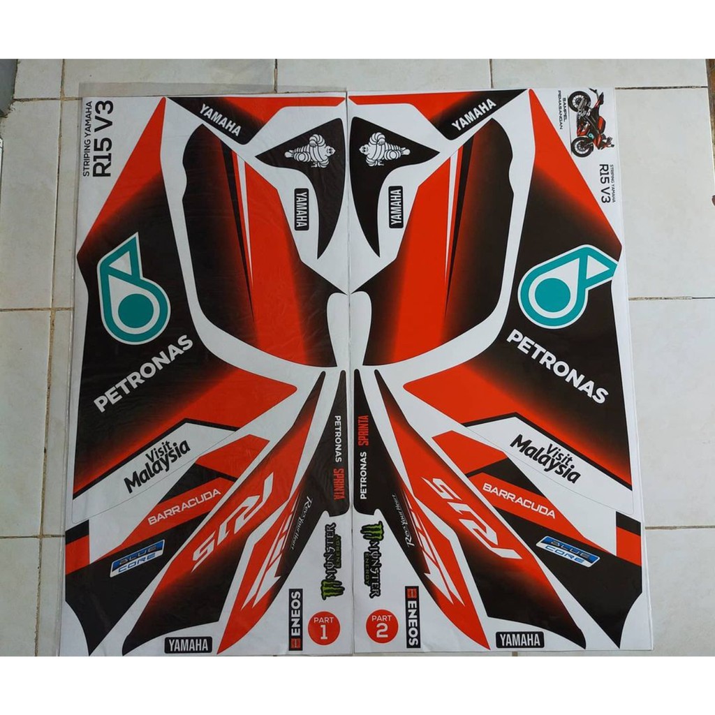 STRIPING STIKER R15 V3 VARIASI PETRONAS STICKER MOTOR AKSESORIS