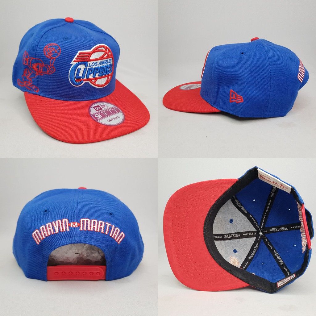 TOPI SNAPBACK NBA LOS ANGELES CLIPPERS BIRU VISOR MERAH