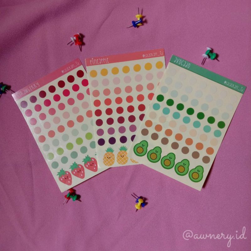 

Sticker Dot Series Strawberry, Pineapple, Avocado