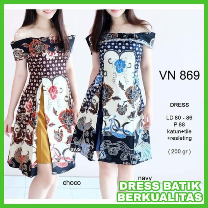 Termurah Baju Kerja Batik Sabrina Midi Dress Kerja Batik Wanita Modern Terbaru