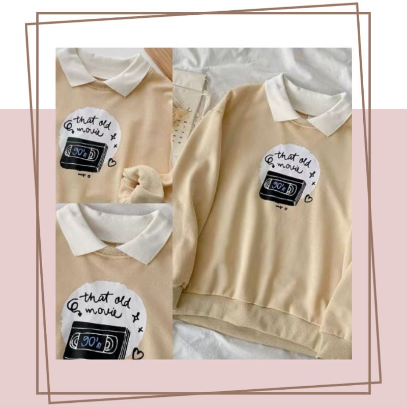 Old Movie Sweater - Sweater Wanita Oversize Kerah kekinian